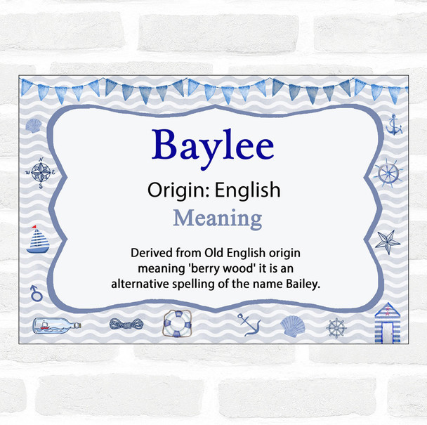 Baylee Name Meaning Nautical Certificate