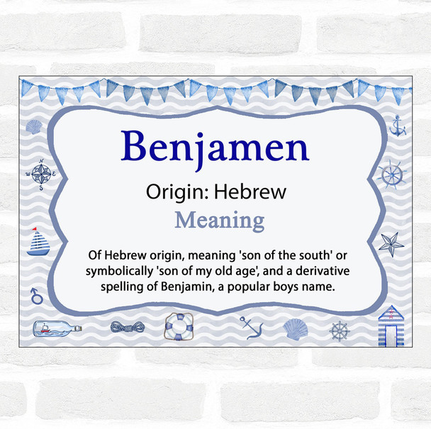Benjamen Name Meaning Nautical Certificate