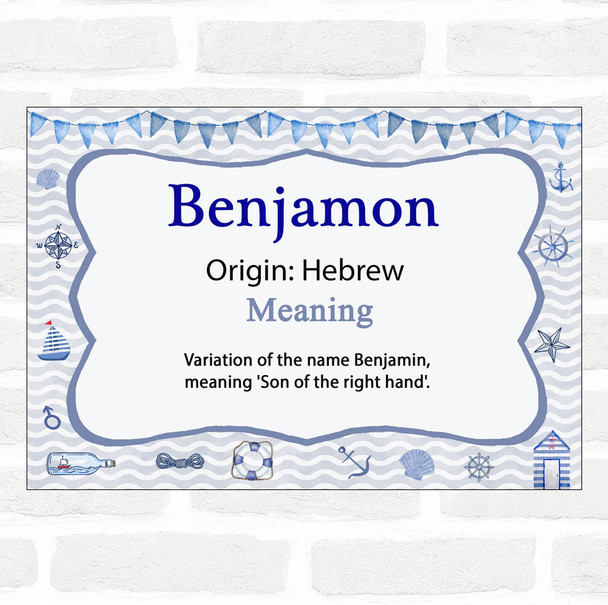 Benjamon Name Meaning Nautical Certificate