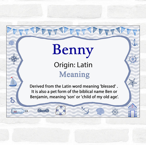 Benny Name Meaning Nautical Certificate