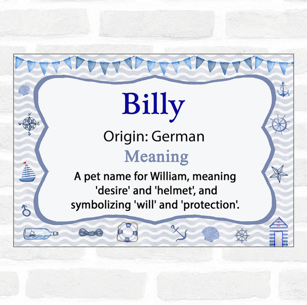 Billy Name Meaning Nautical Certificate