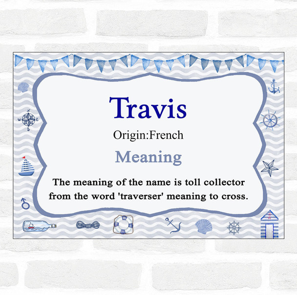 Travis Name Meaning Nautical Certificate