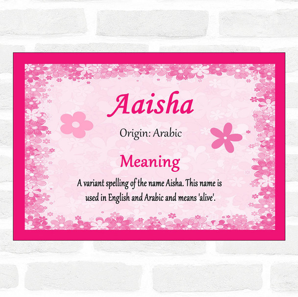 Aaisha Name Meaning Pink Certificate