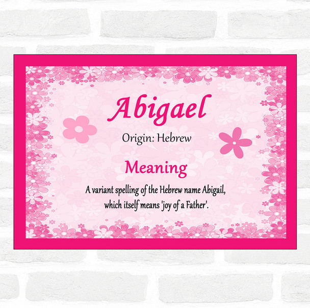 Abigael Name Meaning Pink Certificate