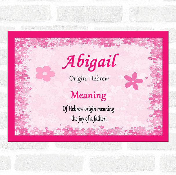 Abigail Name Meaning Pink Certificate