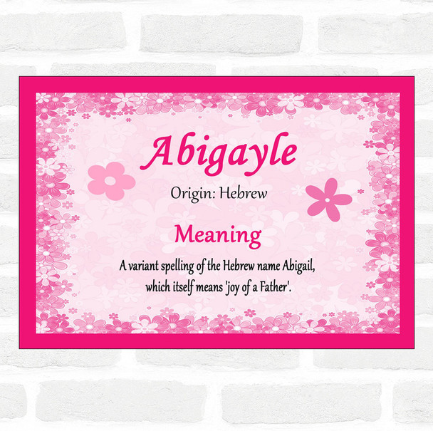 Abigayle Name Meaning Pink Certificate