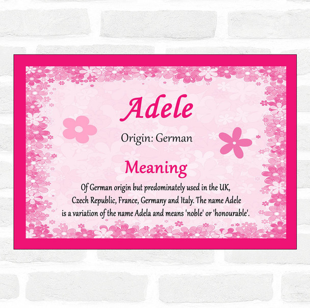 Adele Name Meaning Pink Certificate