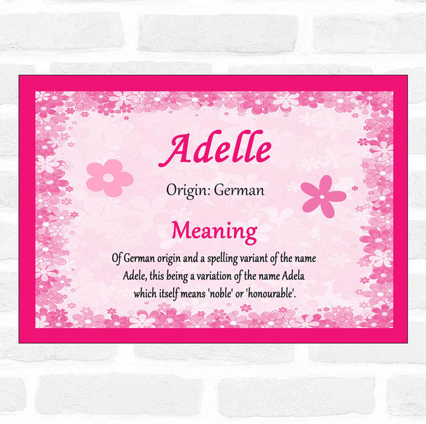 Adelle Name Meaning Pink Certificate