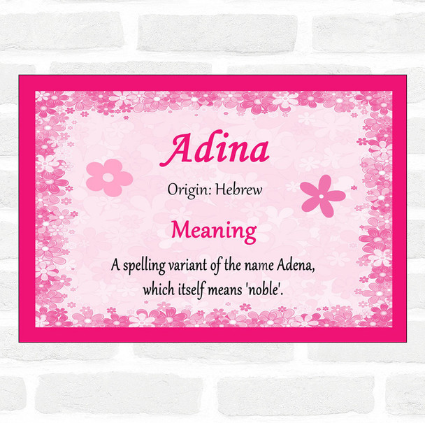 Adina Name Meaning Pink Certificate