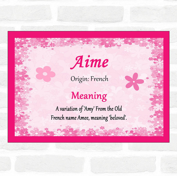 Aime Name Meaning Pink Certificate