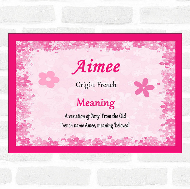 Aimee Name Meaning Pink Certificate