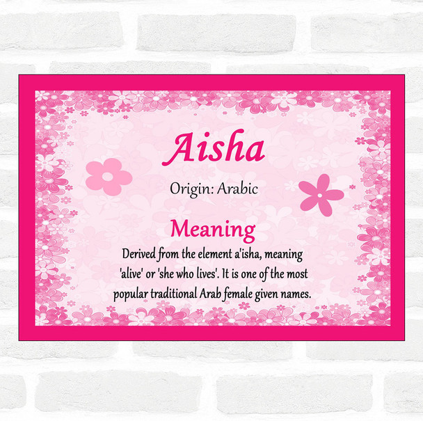 Aisha Name Meaning Pink Certificate