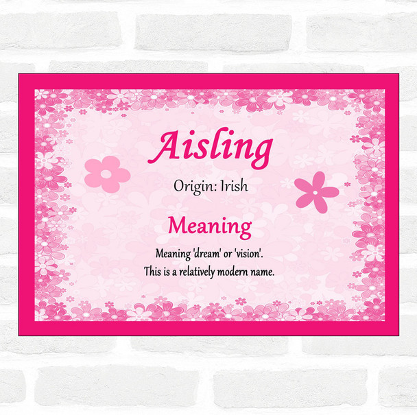 Aisling Name Meaning Pink Certificate