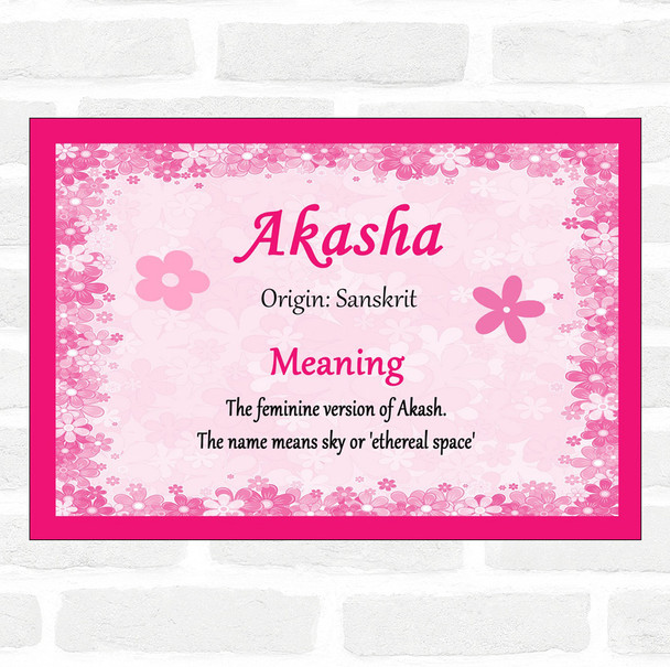 Akasha Name Meaning Pink Certificate