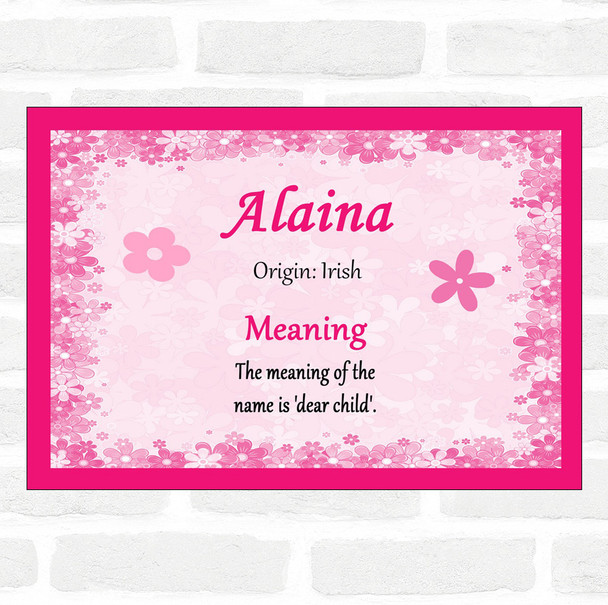 Alaina Name Meaning Pink Certificate