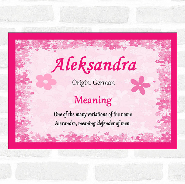 Aleksandra Name Meaning Pink Certificate