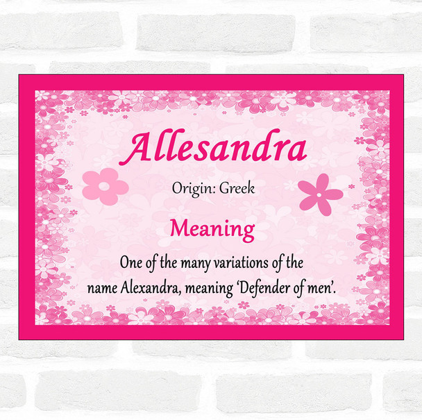 Alessandra Name Meaning Pink Certificate
