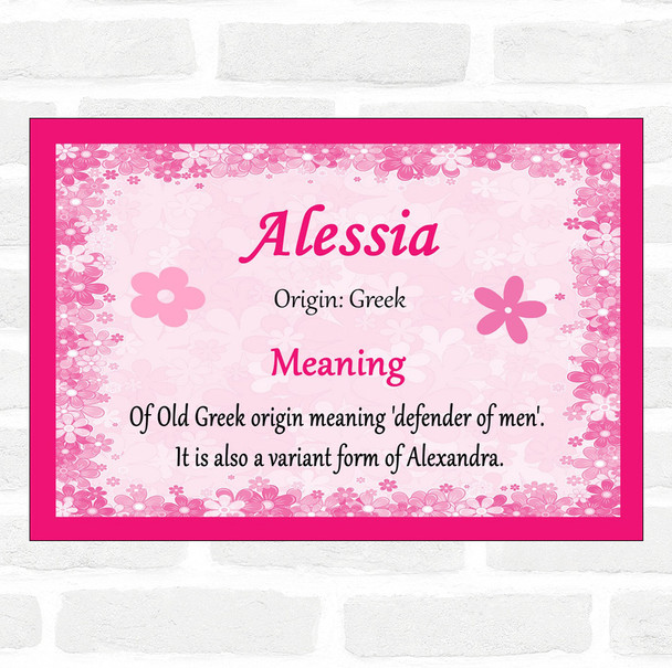 Alessia Name Meaning Pink Certificate