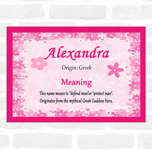 Alexandra Name Meaning Pink Certificate