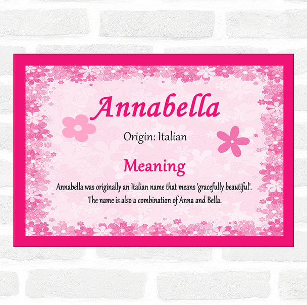 Annabella Name Meaning Pink Certificate