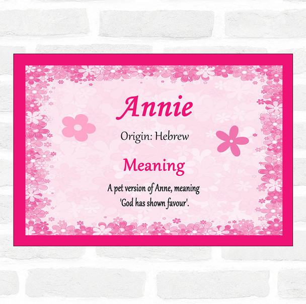 Annie Name Meaning Pink Certificate