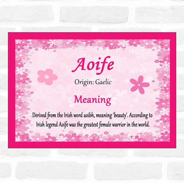 Aoife Name Meaning Pink Certificate