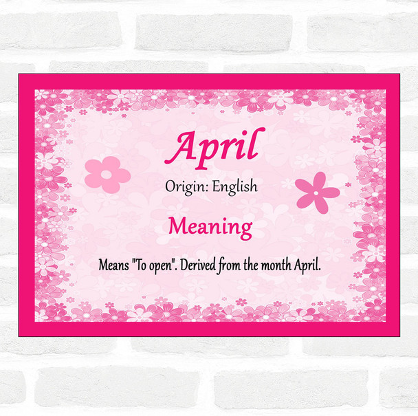 April Name Meaning Pink Certificate