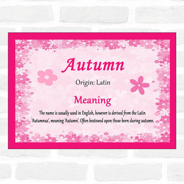 Autumn Name Meaning Pink Certificate