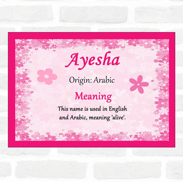 Ayesha Name Meaning Pink Certificate