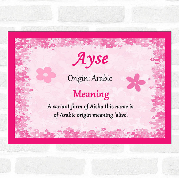 Ayse Name Meaning Pink Certificate