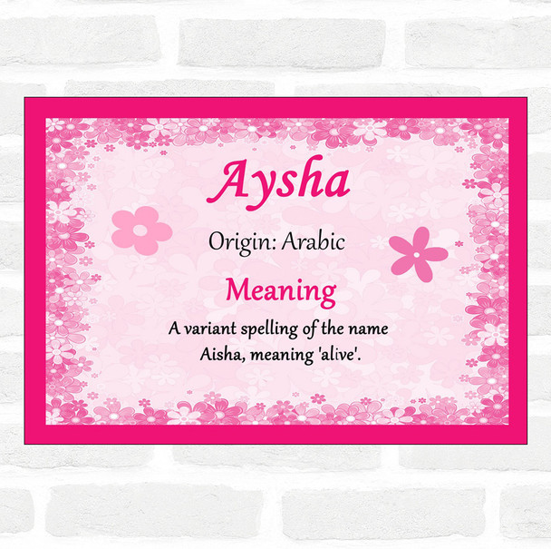 Aysha Name Meaning Pink Certificate