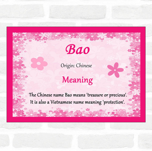 Bao Name Meaning Pink Certificate