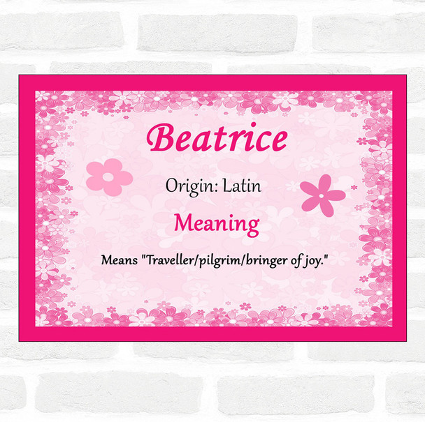 Beatrice Name Meaning Pink Certificate