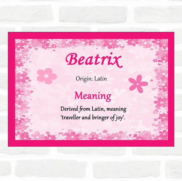Beatrix Name Meaning Pink Certificate