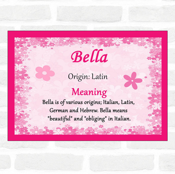 Bella Name Meaning Pink Certificate