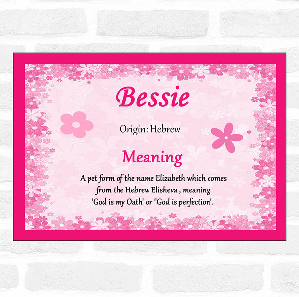 Bessie Name Meaning Pink Certificate