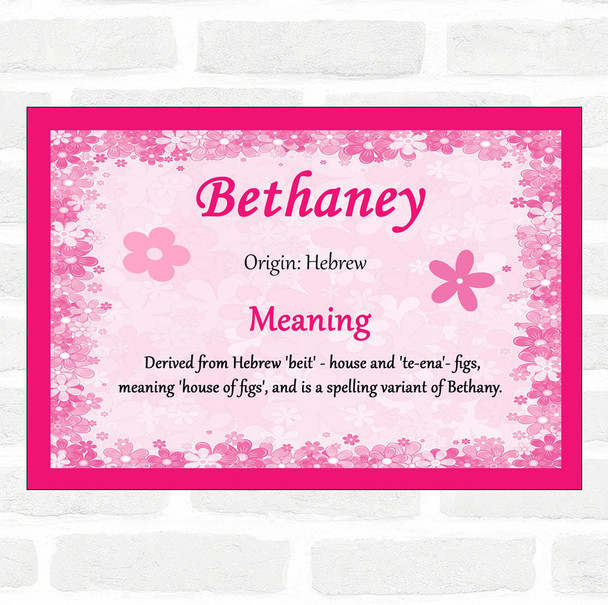 Bethaney Name Meaning Pink Certificate