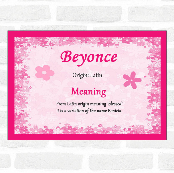 Beyonce Name Meaning Pink Certificate