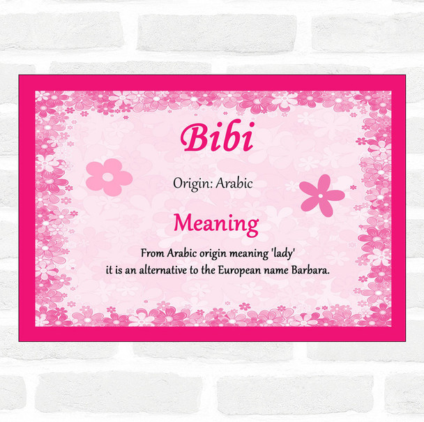 Bibi Name Meaning Pink Certificate