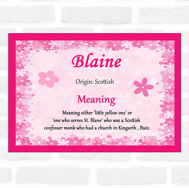 Blaine Name Meaning Pink Certificate