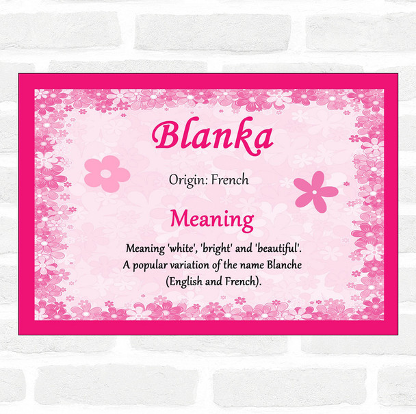 Blanka Name Meaning Pink Certificate