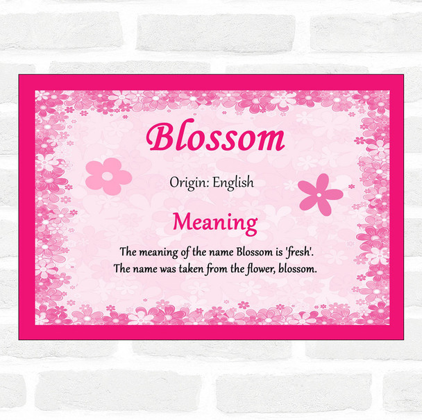 Blossom Name Meaning Pink Certificate