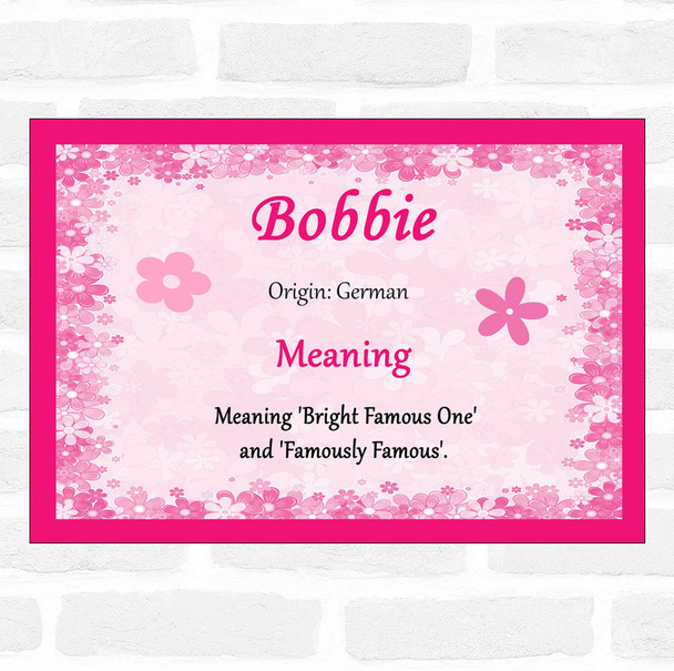 Bobbie Name Meaning Pink Certificate