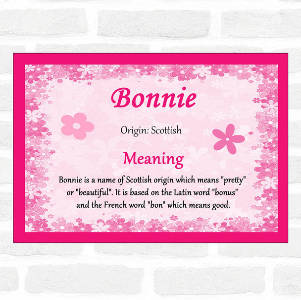 Bonnie Name Meaning Pink Certificate