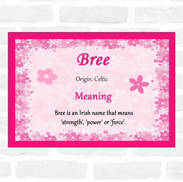 Bree Name Meaning Pink Certificate