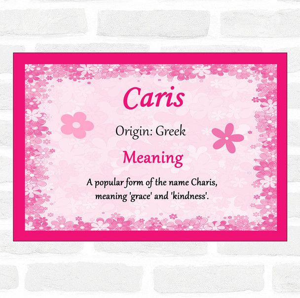 Caris Name Meaning Pink Certificate