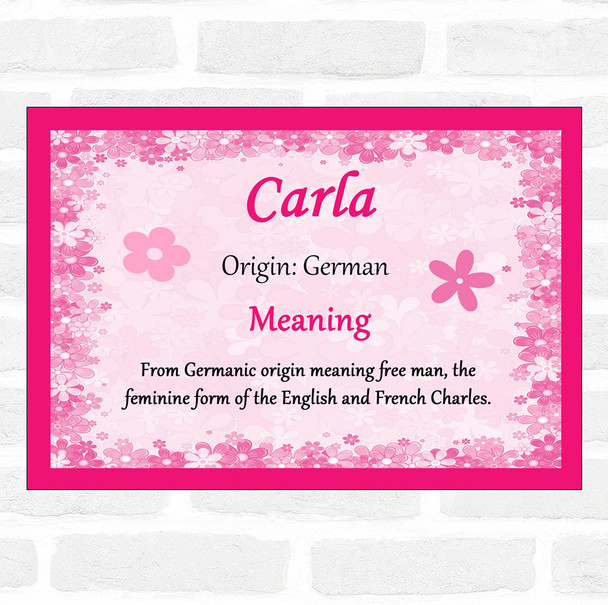 Carla Name Meaning Pink Certificate