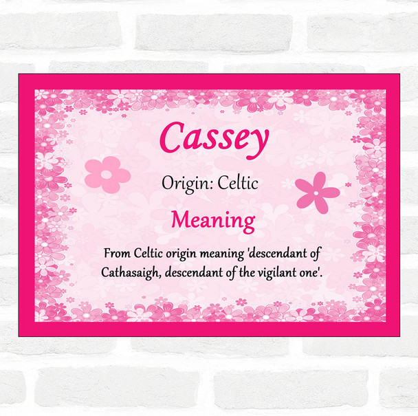 Cassey Name Meaning Pink Certificate