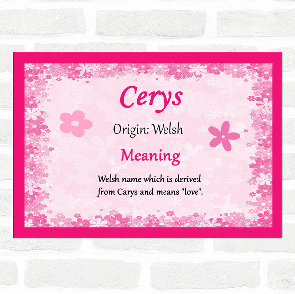 Cerys Name Meaning Pink Certificate