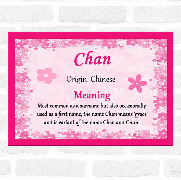 Chan Name Meaning Pink Certificate